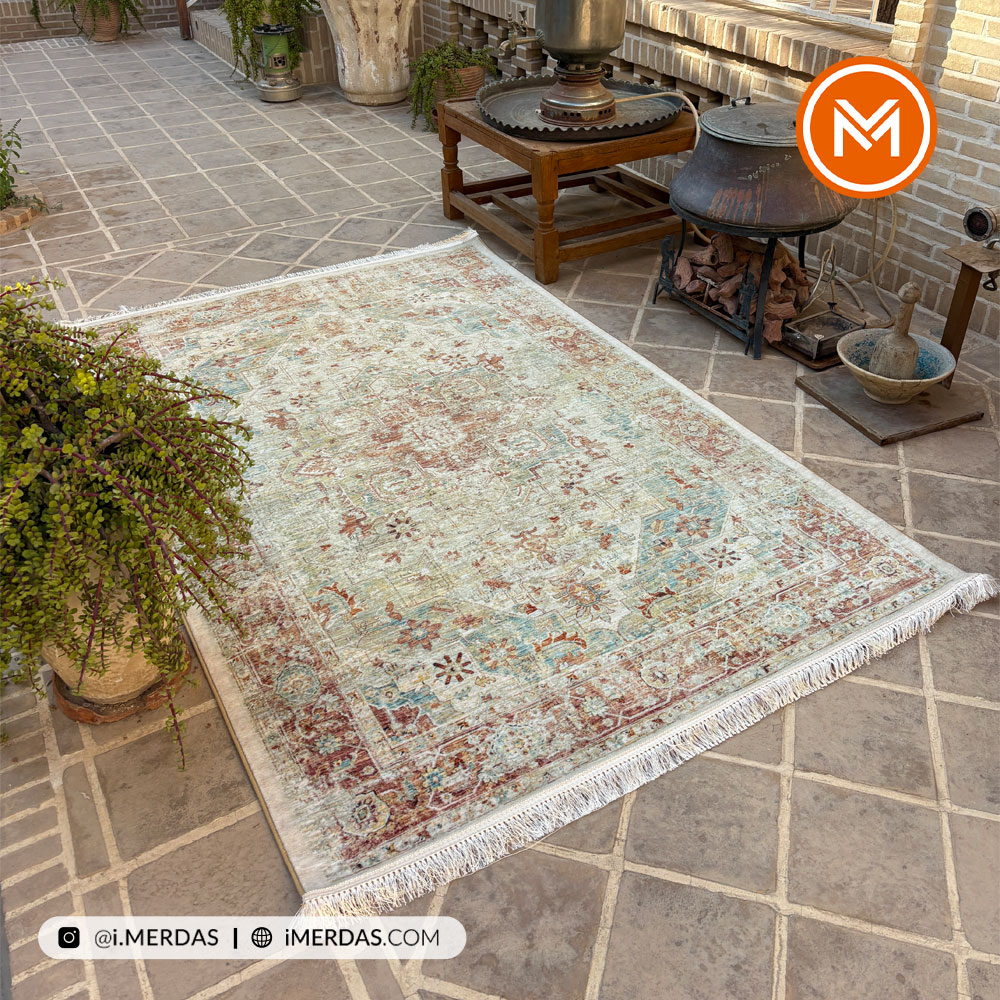 فرش کهنه نما کد N00016 زمینه تمام رنگ